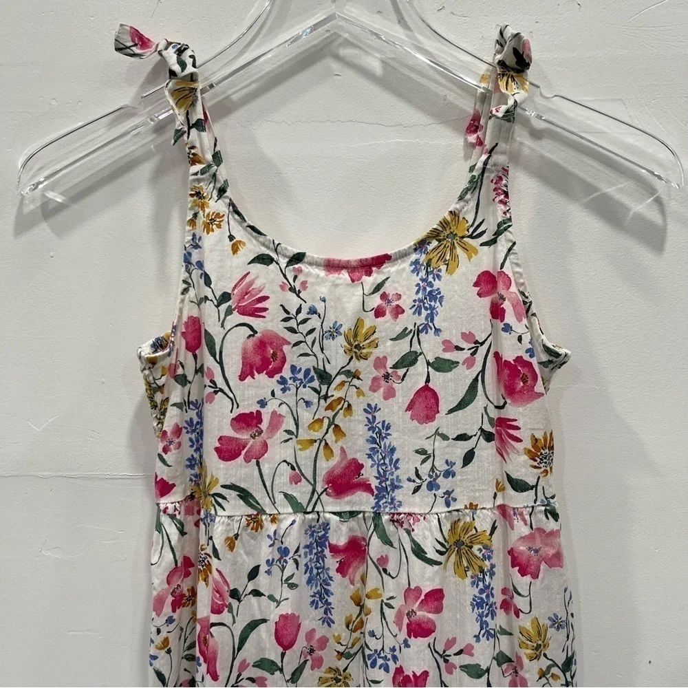 Old Navy Tie Shoulder Tiered Long Maxi Dress Floral Large 10-12